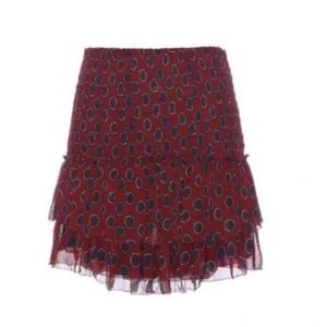 Étoile Isabel Marant Naomi Polka Dot Smocked Tiered Ruffle Mini Skirt